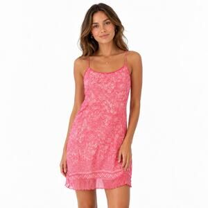 Swim Suit Cover Up, Sheer Pink Pullover Dress Summer Vibes Lightweigh S